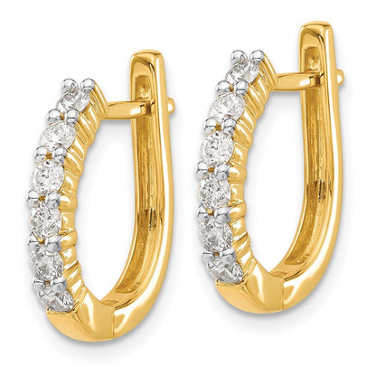 14k Yellow Gold Diamond Hinged Hoop Earrings