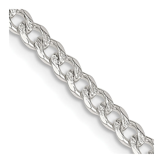 Sterling Silver 3.8mm Pav� Curb Chain Necklace