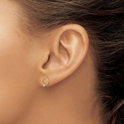 14k Yellow Gold Cubic Zirconia Children's Circle Stud Earrings