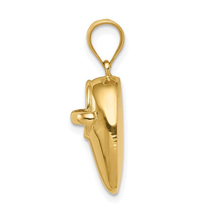 14k Yellow Gold Polished 3D Baby Shoe Pendant for Women