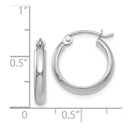 14k White Gold Polished Hoop Earring Gift for Women