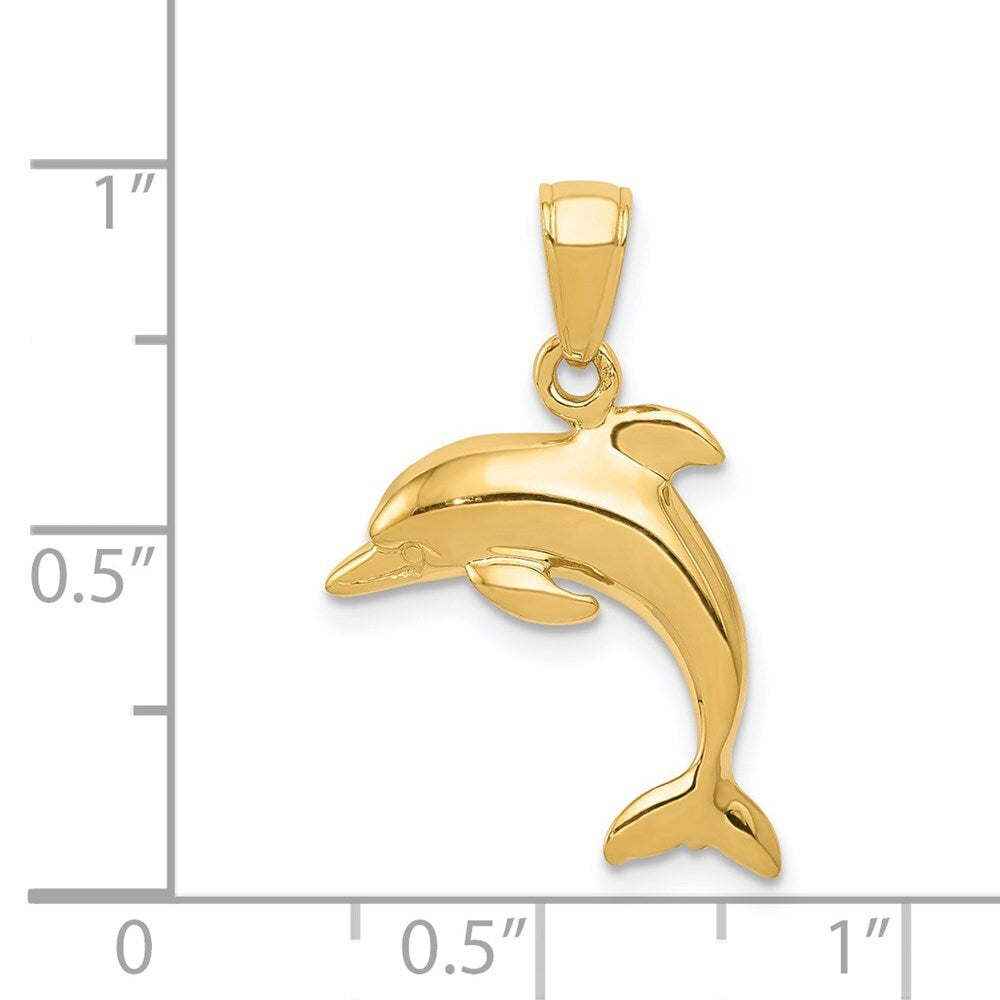 14k Yellow Gold Jumping Dolphin Pendant for Women