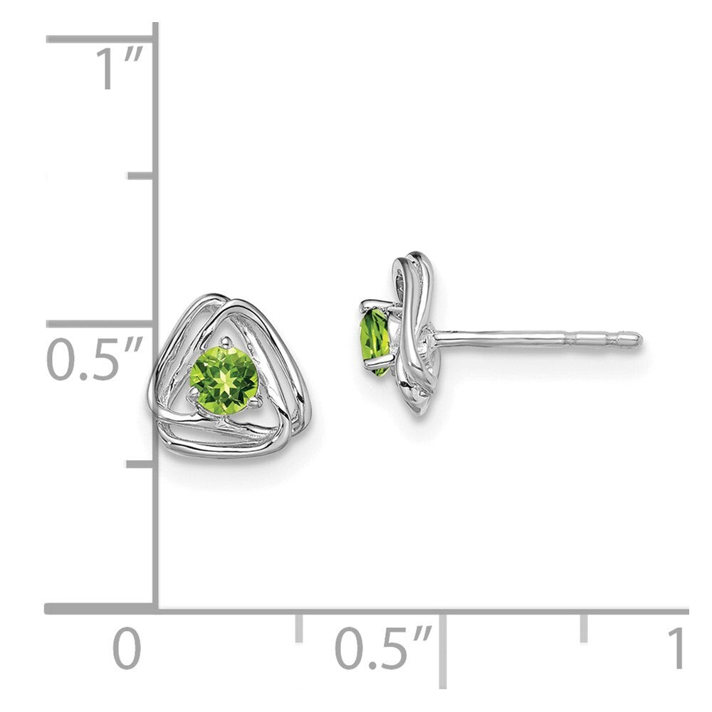 14k White Gold Peridot Stud Earrings Gift for Women