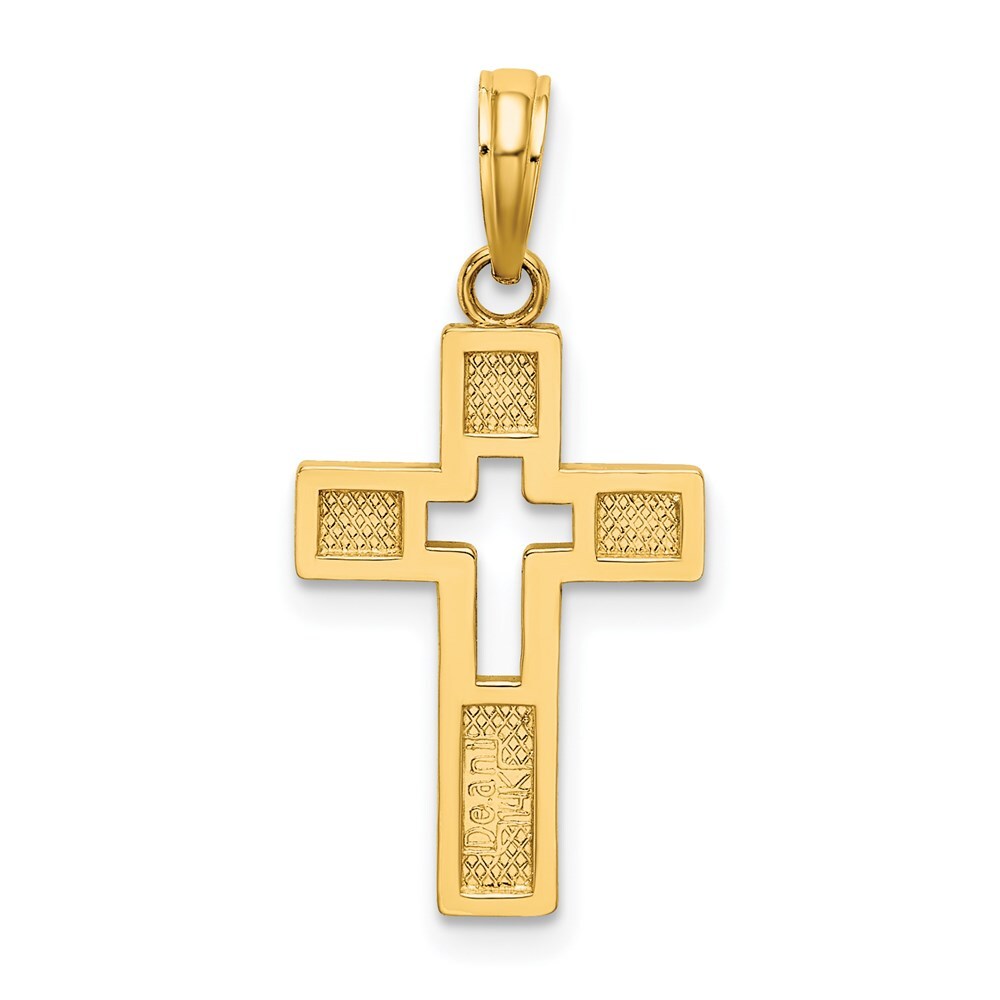 14k Yellow Gold Polished Cut-Out Cross Charm Pendant for Women