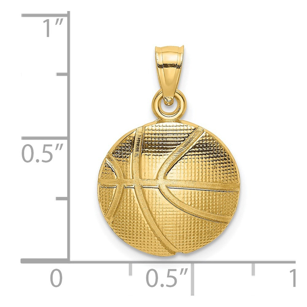 14k Yellow Gold 2-D Textured Basketball Charm Pendant