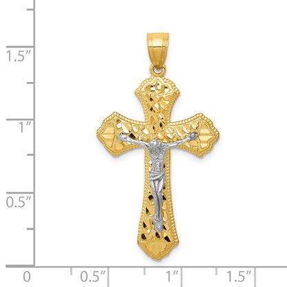 14k Two-tone Gold Diamond-cut Passion Crucifix Pendant for Women