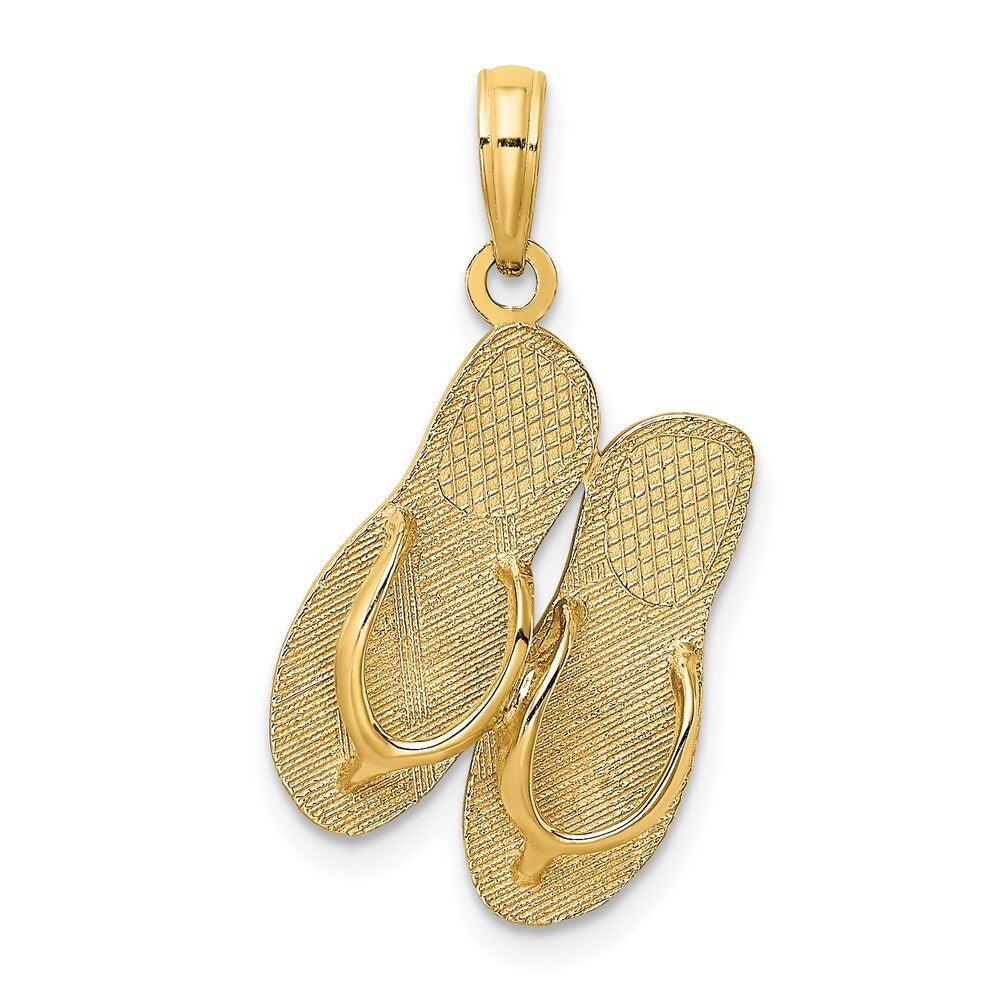14k Yellow Gold Large SAN DIEGO Double Flip-Flop Charm Pendant for Women