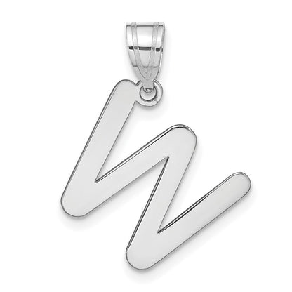 14k White Gold Polished Bubble Letter W Initial Pendant for Women