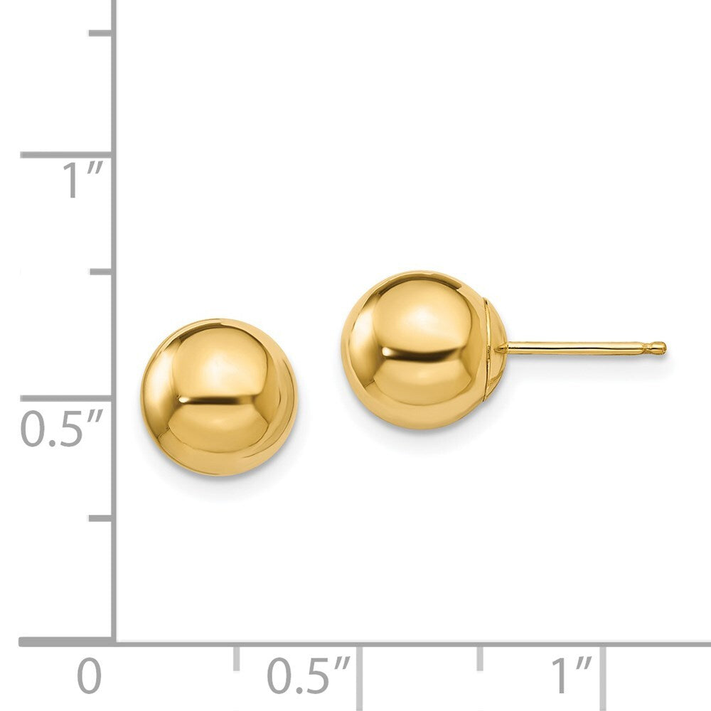 14k Yellow Gold Polished 8mm Ball Stud Earrings Gift for Women