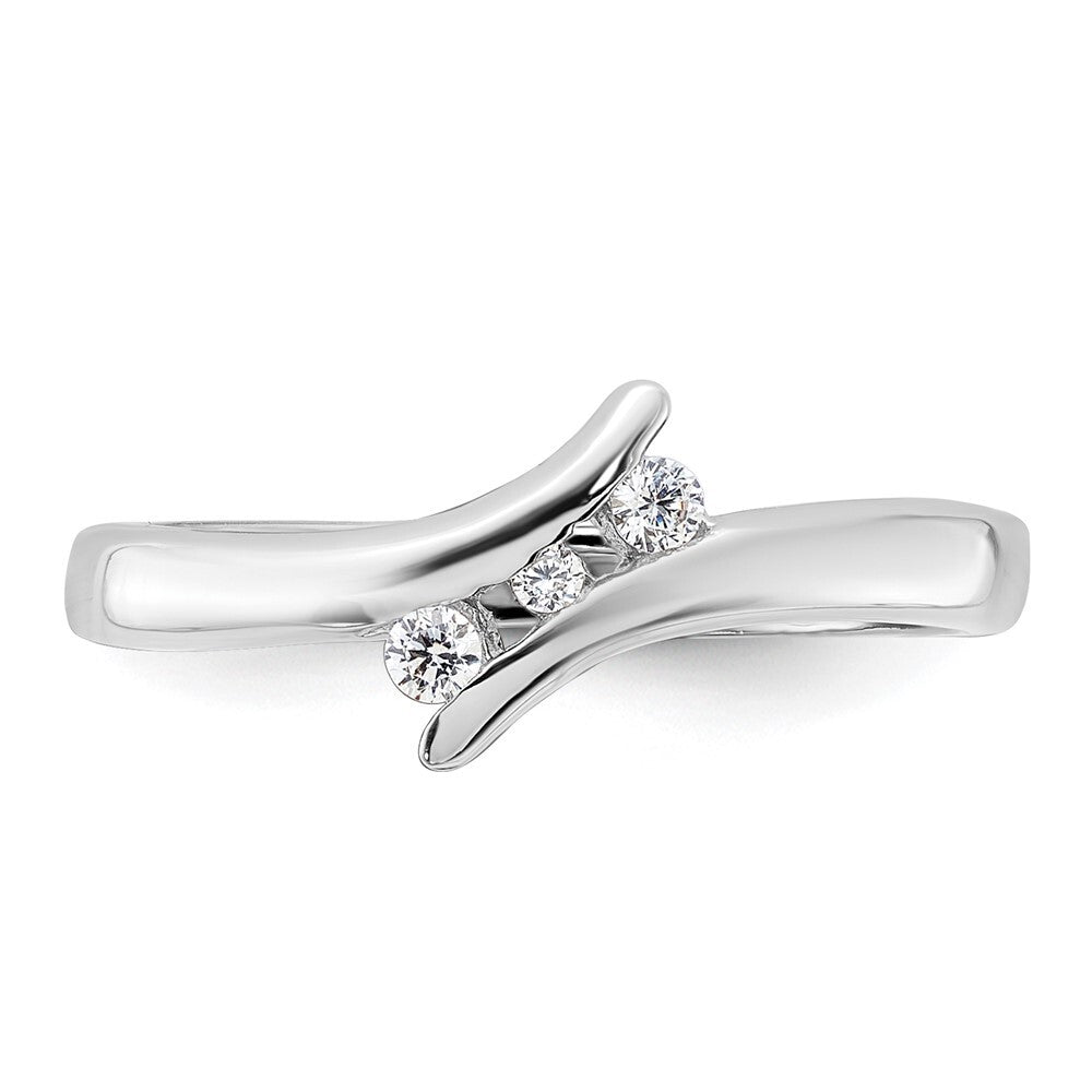 Sterling Silver Rhodium Plated Cubic Zirconia Ring Size 6