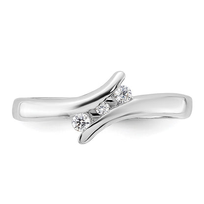 Sterling Silver Rhodium Plated Cubic Zirconia Ring Size 6