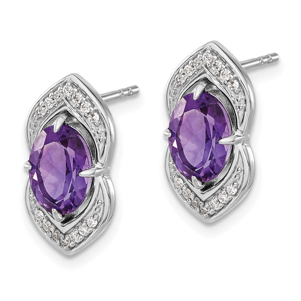 14k White Gold Amethyst and Diamond Drop & Dangle Earrings