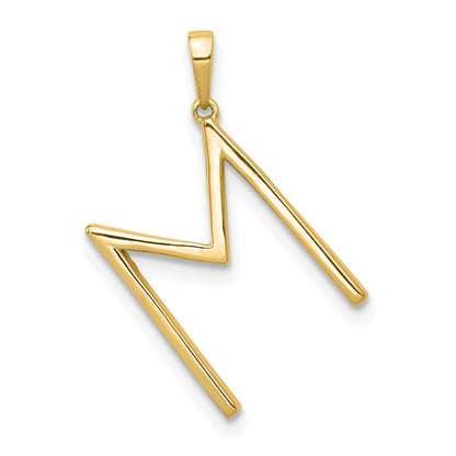 14k Yellow Gold Diamond Letter M Initial Pendant for Women