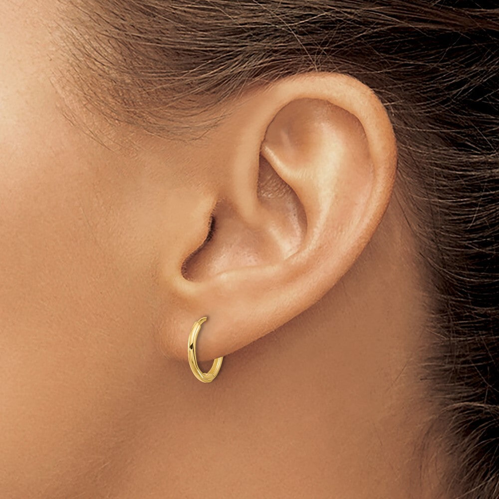 14k Yellow Gold Polished 1.45x13mm Hinged Huggie Hoop Earrings Gift for Women