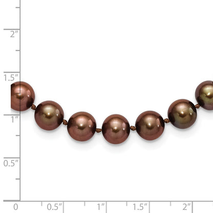 Sterling Silver 8-9mm Brown Freshwater Cultured Pearl 28 inch Necklace