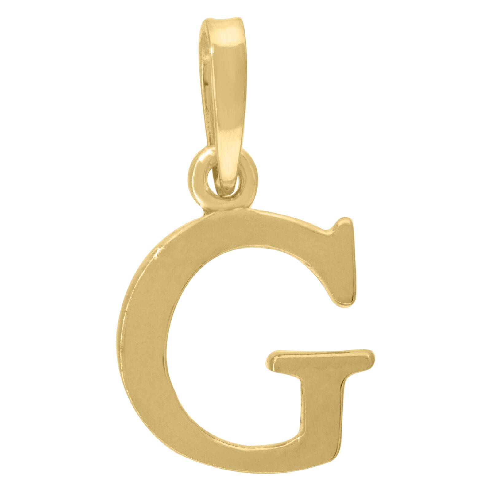 925 Sterling Silver Yellow-Tone Plain Initial Alphabet G Charm Pendant