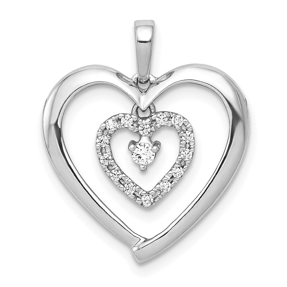 14k White Gold 1/10ct. Diamond Heart Dangle Pendant for Women