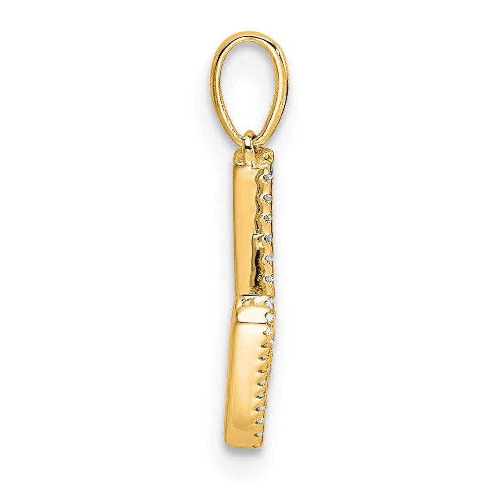 14k Yellow Gold Diamond Letter W Initial Pendant