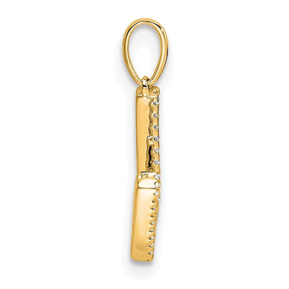 14k Yellow Gold Diamond Letter W Initial Pendant