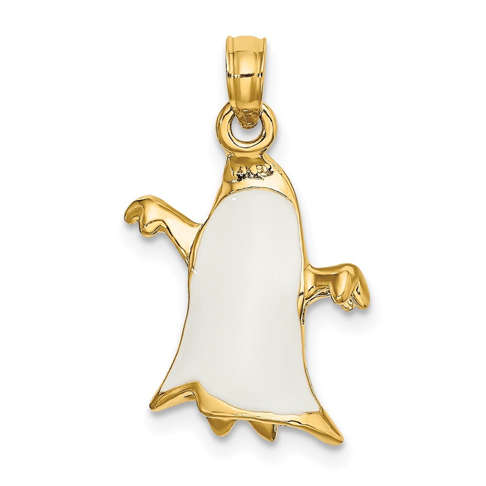14k Yellow Gold 3-D Enameled Ghost Charm Pendant for Women