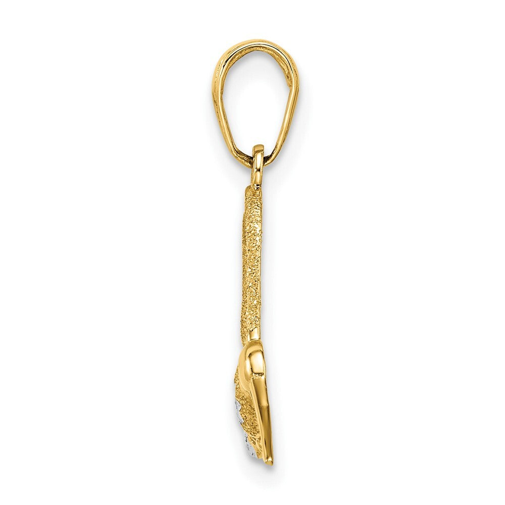 14k Yellow Gold Rhodium Diamond-cut Humming Bird Pendant for Women