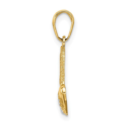 14k Yellow Gold Rhodium Diamond-cut Humming Bird Pendant for Women