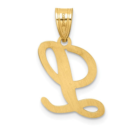 14k Yellow Gold Script Letter L Initial Pendant