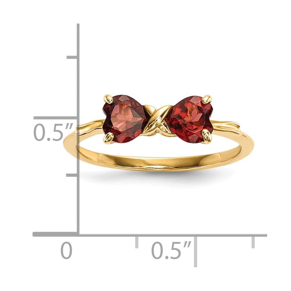 14K Yellow Gold Gold Polished Garnet Bow Ring