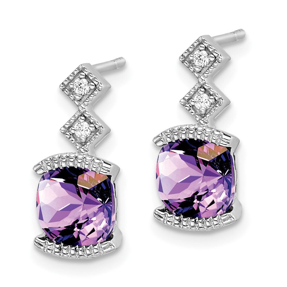 14k White Gold Amethyst and Diamond Drop & Dangle Earrings