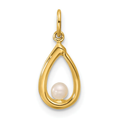 14k Yellow Gold Polished Freshwater Cultured Pearl Teardrop Pendant