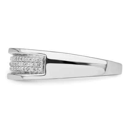 Sterling Silver Rhodium Plated Diam. Men's Band Ring