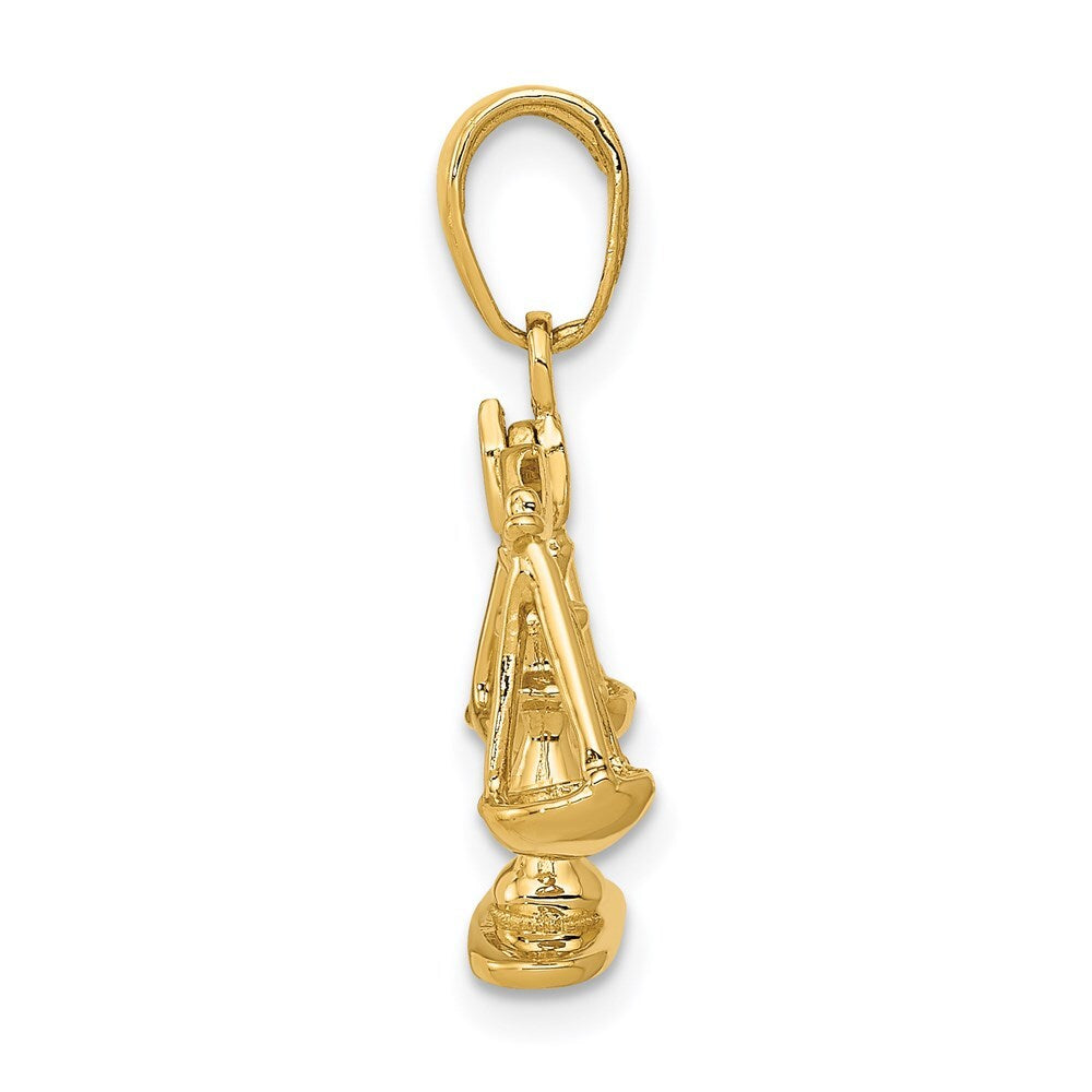 14k Yellow Gold 3-D Moveable Scales of Justice Pendant for Women