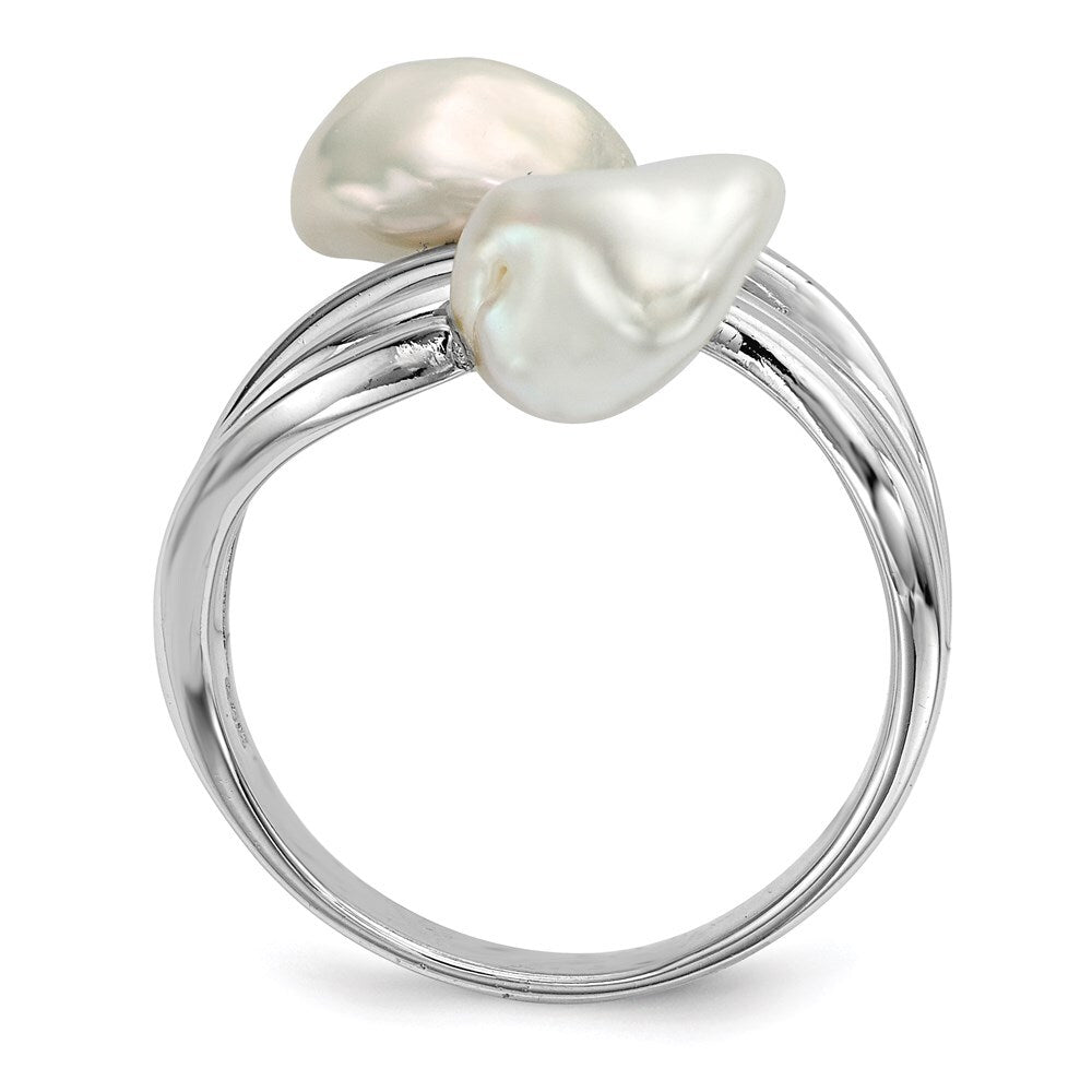 Sterling Silver 7-8mm White Baroque Freshwater Cultured Pearl Ring