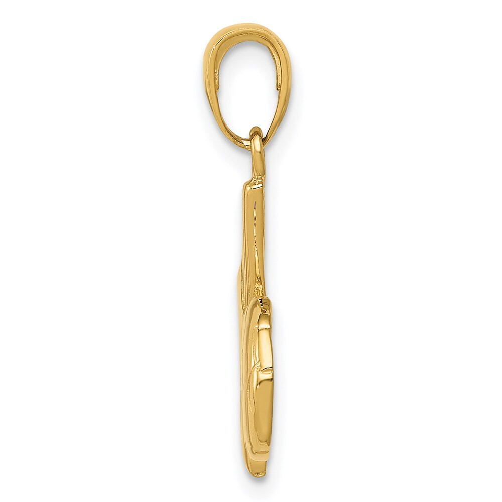 14k Yellow Gold Solid Open-Backed Soccer Shoe and Ball Pendant for Women