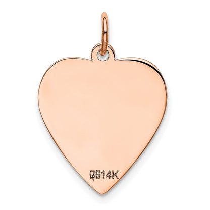 14k Rose Gold Rose Polished Heart Shaped Disc Pendant for Women