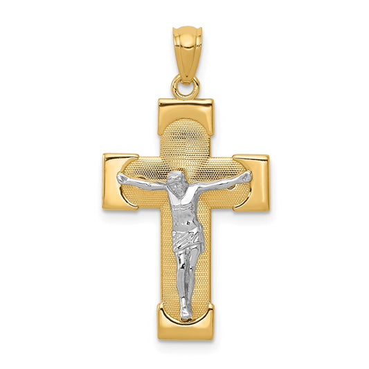 14k Two-tone Gold Crucifix Pendant for Women
