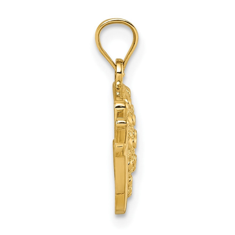 14k Yellow Gold Polished Textured and Diamond-cut Snail Pendant