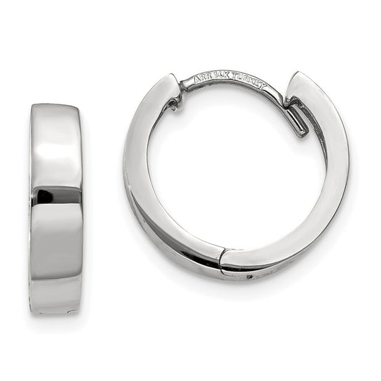 14k White Gold Round Hinged Hoop Earrings Gift for Women