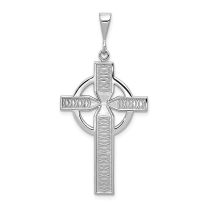 14k White Gold Celtic Cross Charm Pendant