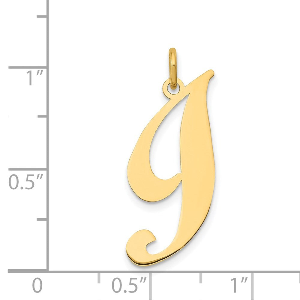 14k Yellow Gold Large Fancy Script Letter I Initial Charm Pendant