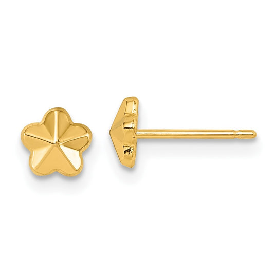 14k Yellow Gold Polished Flower Earrings