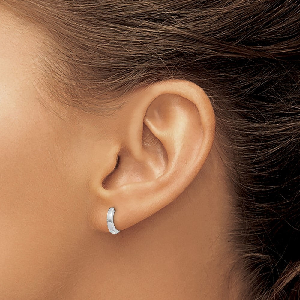 14k White Gold Polished Round Hinged Hoop Earrings Gift for Women