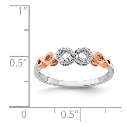 14k Rose Gold w/White Rhodium Diamond Infinity Ring Size 7