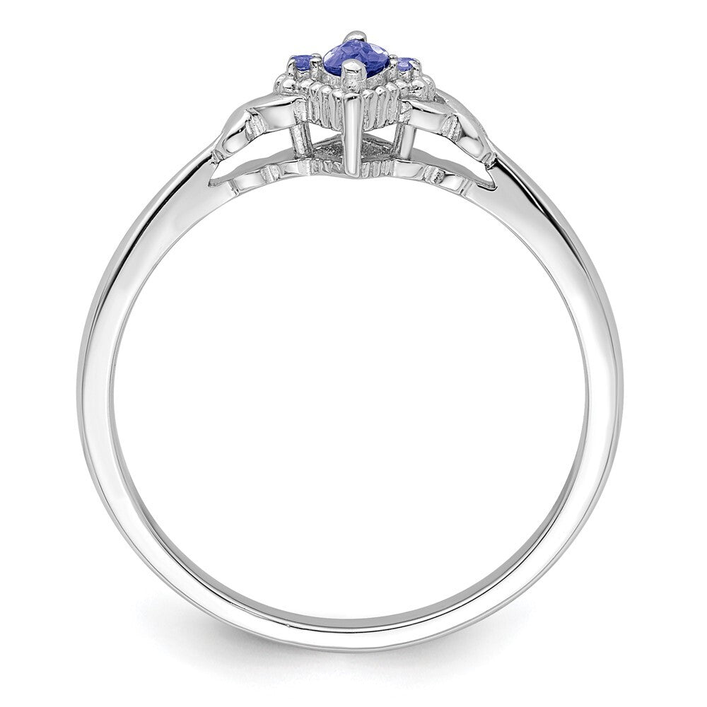 Sterling Silver Rhodium Diamond and Tanzanite Ring Size 8