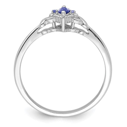 Sterling Silver Rhodium Diamond and Tanzanite Ring Size 8