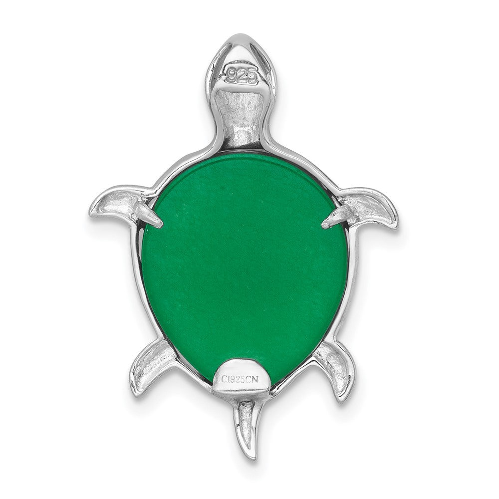 Sterling Silver Polished Dyed Jade Quartz Turtle Chain Slide Pendant