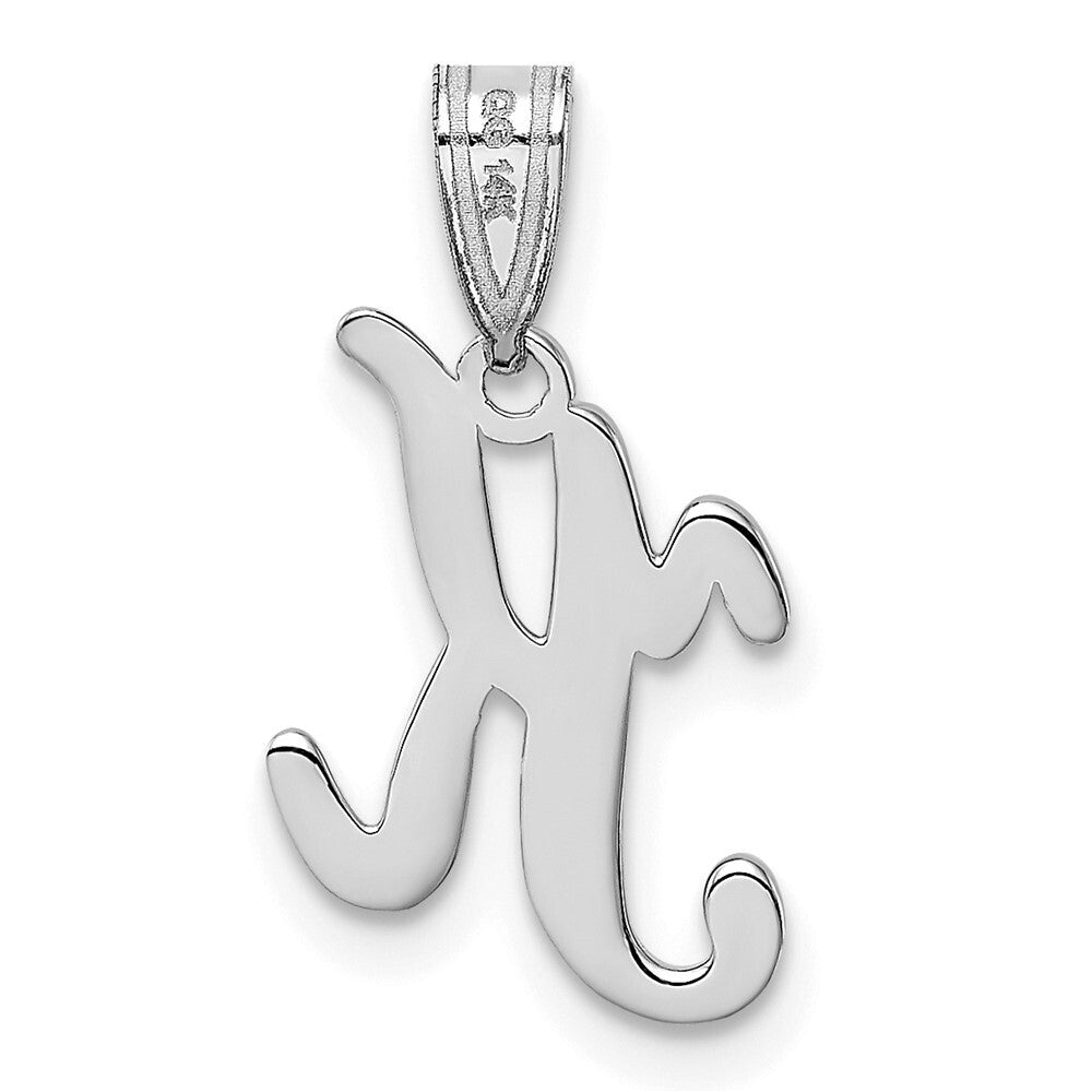 14k White Gold Script Letter K Initial Pendant for Women