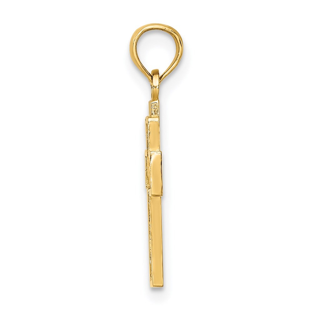 14k Yellow Gold Cut-Out Heart Design Cross Charm