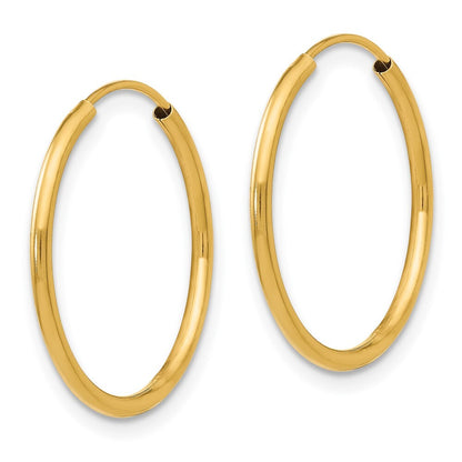 14k Yellow Gold Endless Hoop Earrings Gift for Women