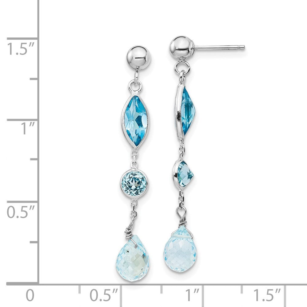14K White Gold Blue Topaz Earrings